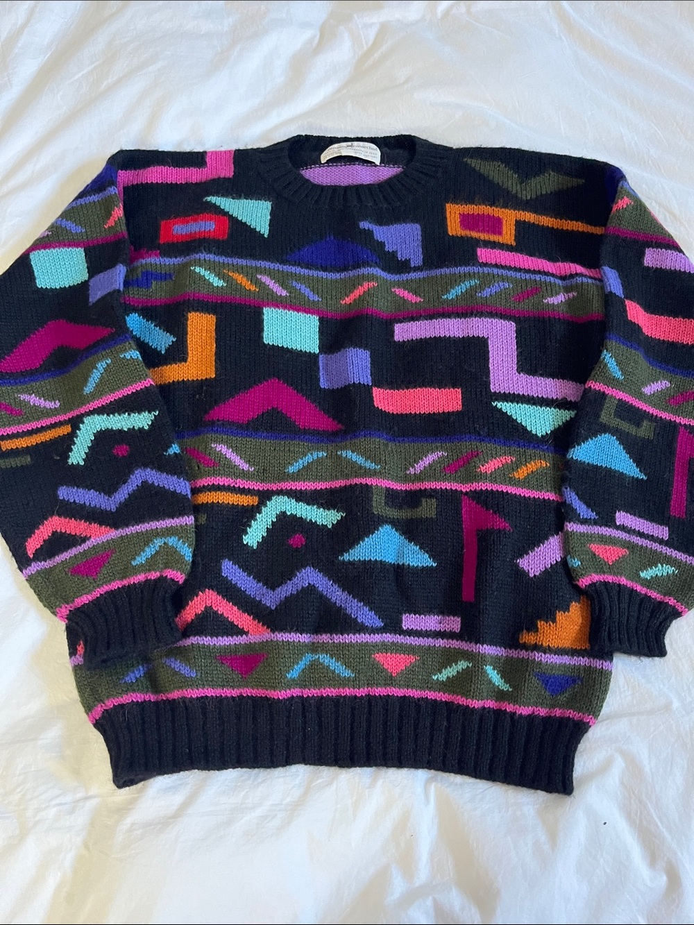 Peruvian Connection 1980’s 100% alpaca abstract art design maximalist sweater